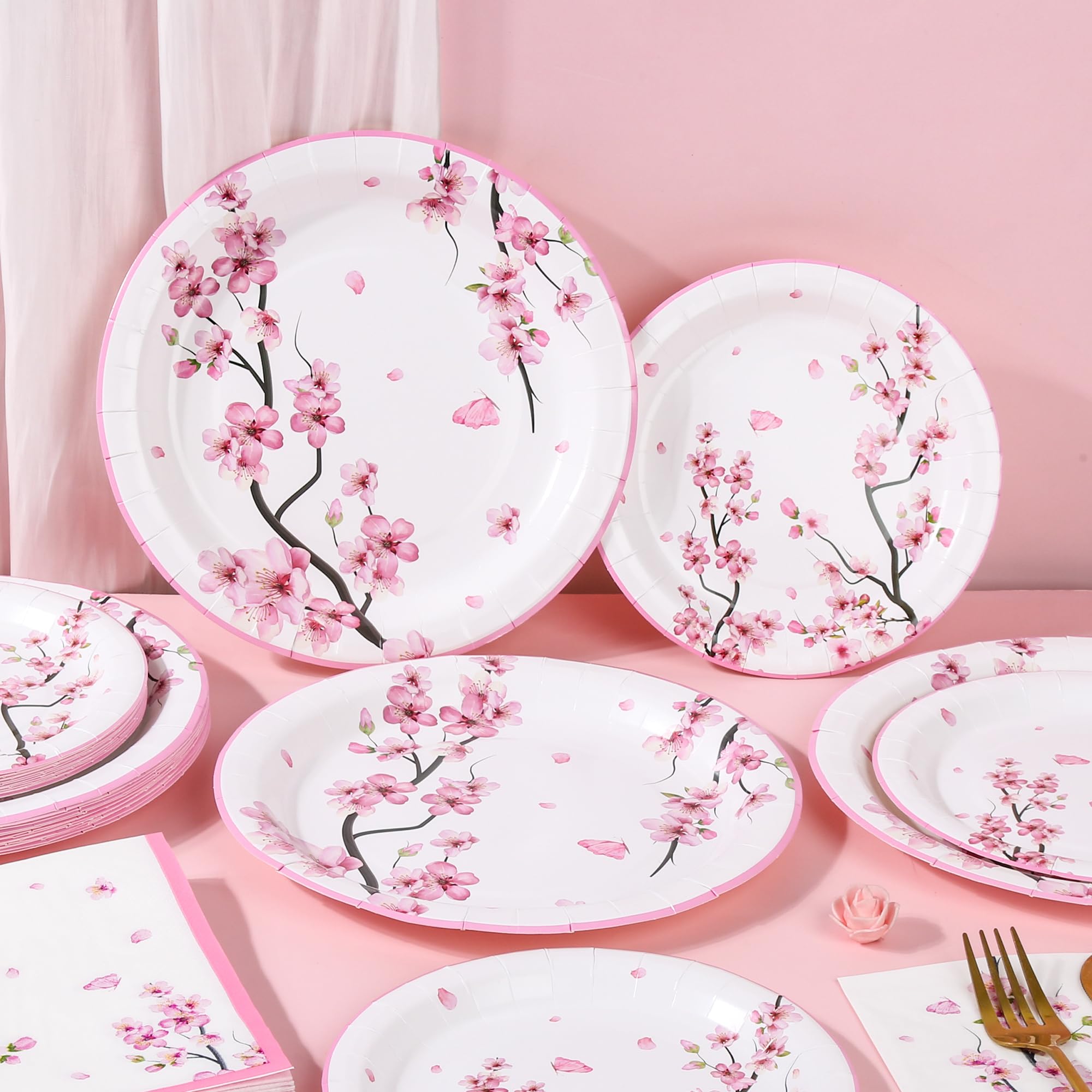 Crown Lynn cherry blossom皿24枚セット Amazon.com: 150Pcs Cherry Blossom Party Supplies Cherry Blossom